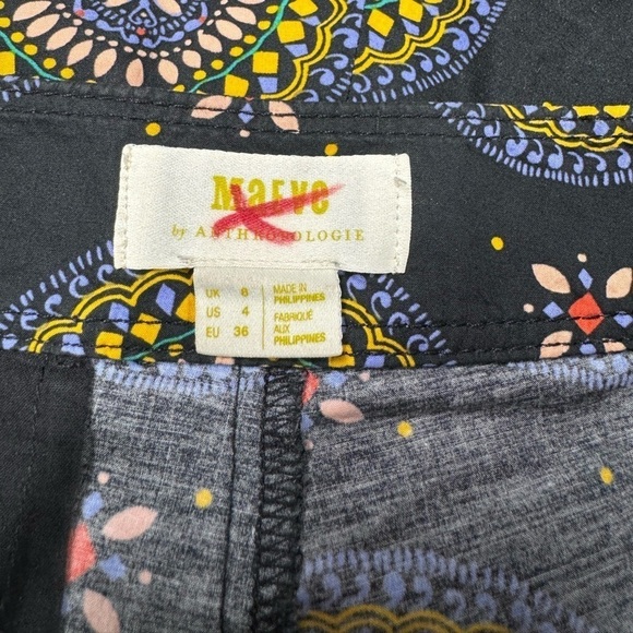 ANTHROPOLOGIE MAEVE Medallion Print Shorts Abstract City Black 4 - Picture 9 of 11